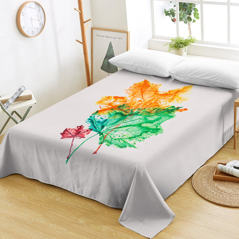 Image of Colorful Maple Leaves White Theme SWCD5148 Flat Sheet