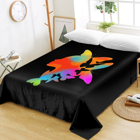 Image of Gradient Colorful Butterflies Lady Face SWCD5168 Flat Sheet