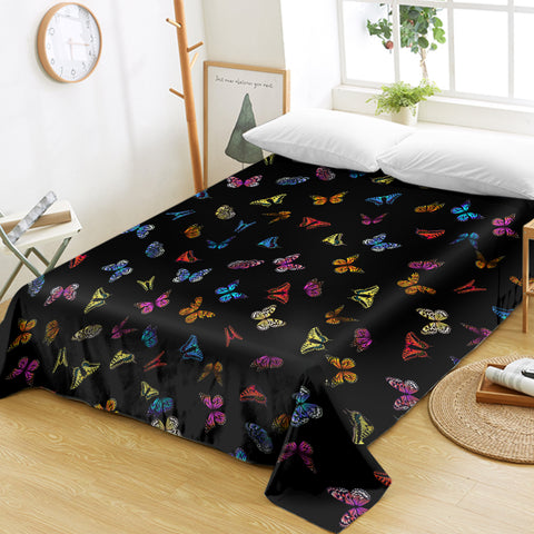 Image of Multi Colorful Butterflies Back Theme SWCD5170 Flat Sheet