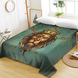 Golden King Crown Lion Green Theme SWCD5172 Flat Sheet