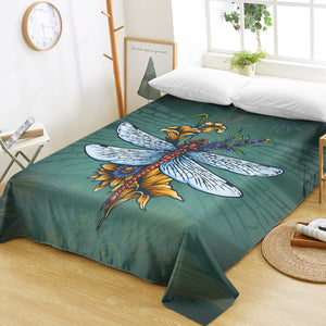 Old School Color Floral Dragonfly SWCD5174 Flat Sheet