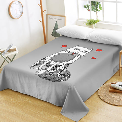Image of Love Old Cat Grey Theme SWCD5177 Flat Sheet