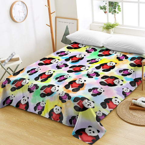 Image of Multi Love Panda Gradient Theme  SWCD5180 Flat Sheet