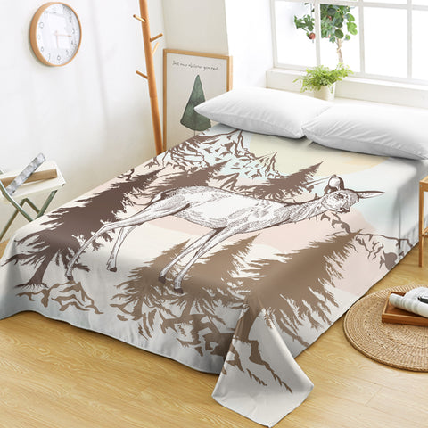 Image of Little Deer Forest Brown Theme SWCD5197 Flat Sheet