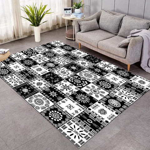 Image of Black and White Square SWDD3361 Rug