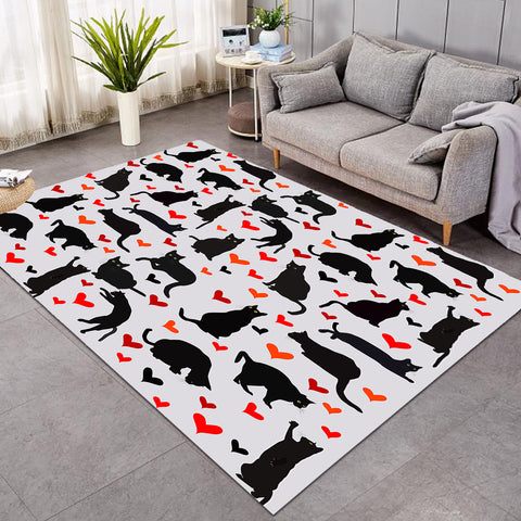 Image of Black Cat With Heart SWDD3388 Rug