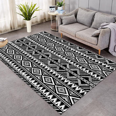 Image of Black and White Pattern SWDD3358 Rug