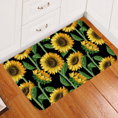 Image of Black Sun Flower SWDD3472 Door Mat