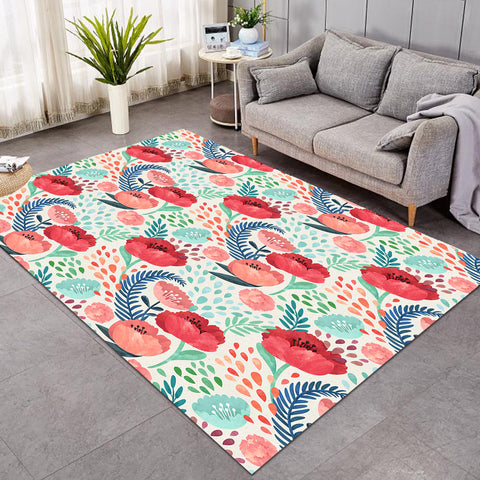 Image of Red Flowers SWDD3386 Rug