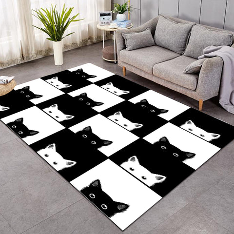 Image of Black and White Cat SWDD3388 Rug