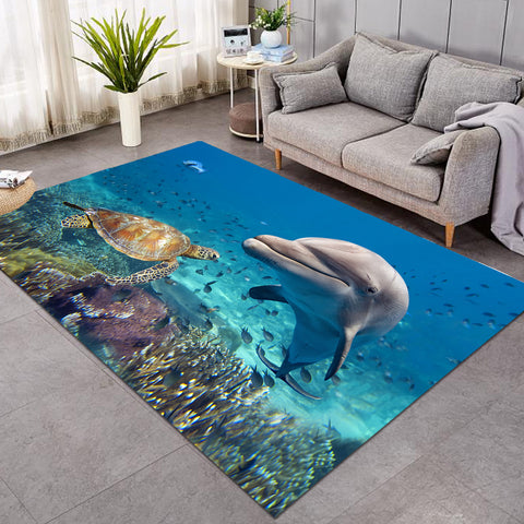 Image of Marine Turtle & Dolphin SWDD3582 Rug