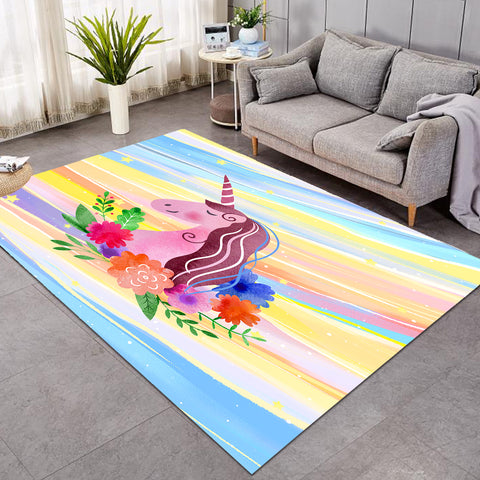 Image of Floral Unicorn SWDD3583 Rug