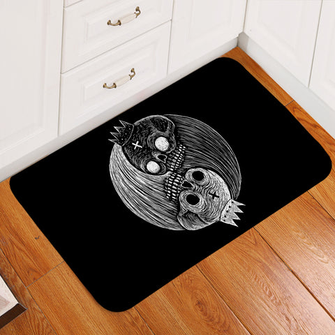 Image of B&W Yin Yang Skull Sketch  SWDD3649 Door Mat