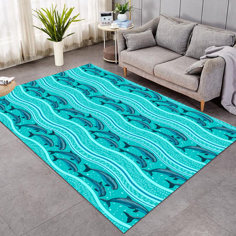 Image of Jumping Dolphins Mint Stripes SWDD3650 Rug