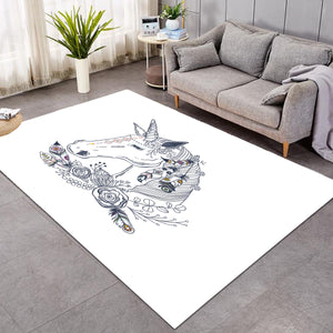 Floral Unicorn Sketch SWDD3652 Rug