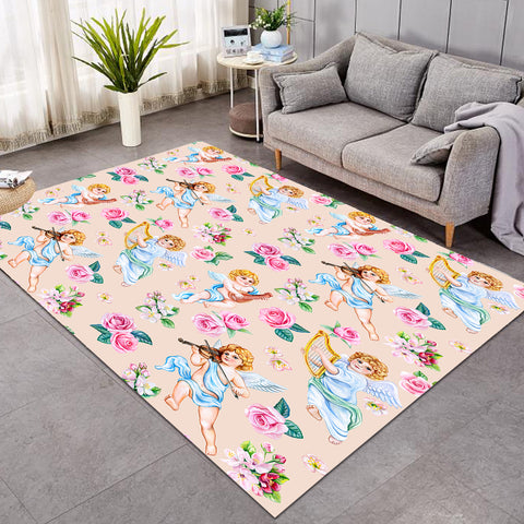 Image of Pink Roses & Playing Music Angels SWDD3660 Rug