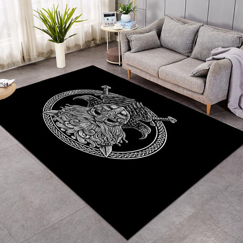 Image of Circle Eagles Warrior Metal Logo SWDD3671 Rug