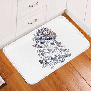 Feather & Floral Owl Sketch SWDD3695 Door Mat