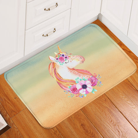 Image of Pastel Floral Unicorn SWDD3702 Door Mat