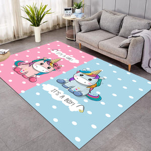 Cute Girl & Boy Cartoon Unicorn SWDD3744 Rug