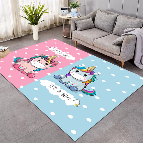 Image of Cute Girl & Boy Cartoon Unicorn SWDD3744 Rug