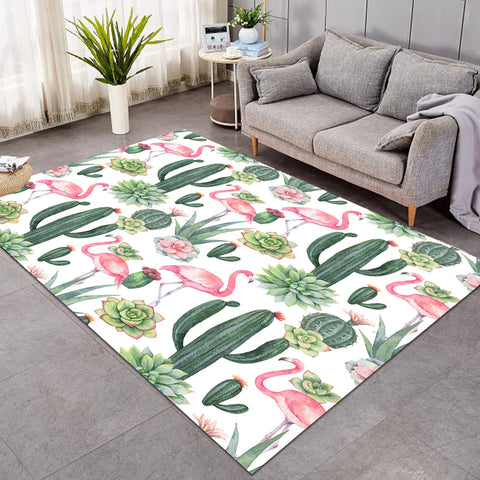 Image of Cactus Flowers and Flamingos SWDD3745 Rug
