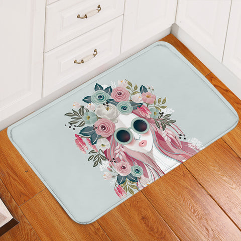 Image of Pretty Floral Girl Illustration SWDD3748 Door Mat
