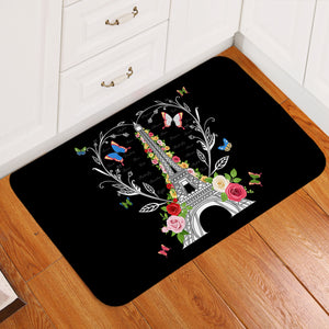 Paris Butterfly and Floral Eiffel  SWDD3749 Door Mat
