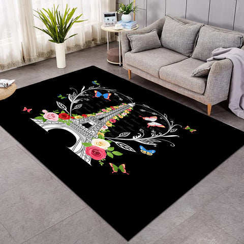 Image of Paris Butterfly and Floral Eiffel SWDD3749 Rug