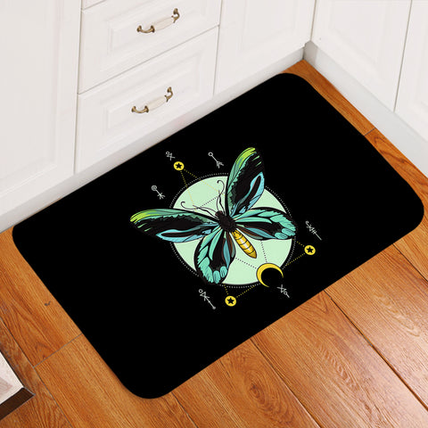 Image of Neon Green and Blue Gradient Butterfly Illustration SWDD3751 Door Mat