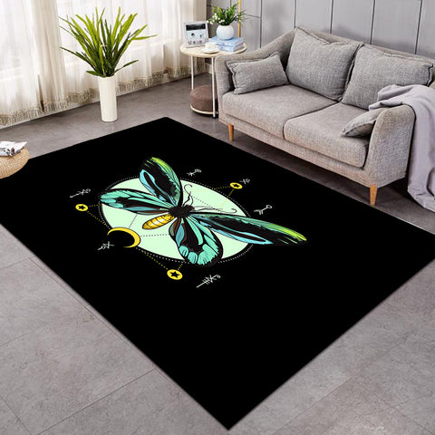 Image of Neon Green and Blue Gradient Butterfly Illustration SWDD3751 Rug