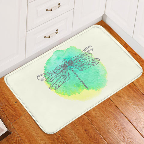 Image of Light Green Spray and Butterfly Line Sketch  SWDD3753 Door Mat
