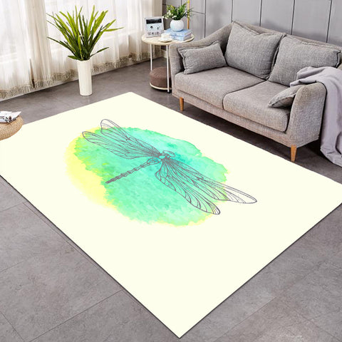 Image of Light Green Spray and Butterfly Line Sketch SWDD3753 Rug