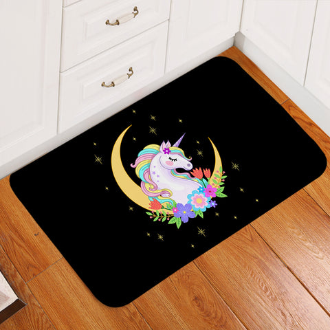 Image of Cute Half Moon Cartoon Unicorn SWDD3762 Door Mat