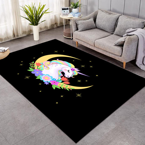 Image of Cute Half Moon Cartoon Unicorn SWDD3762 Rug