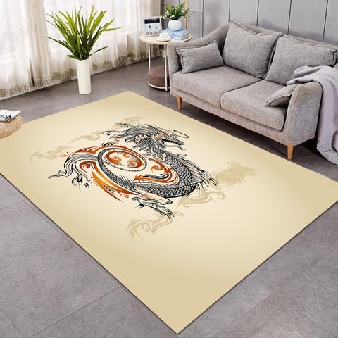 Image of Gold Asian Dragon Beige SWDD3798 Rug