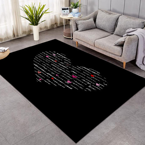 Image of Love Text in Heart SWDD3799 Rug