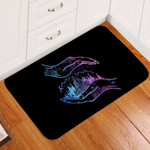 Gradient Blue & Purple Night Forest in Hands SWDD3805 Door Mat