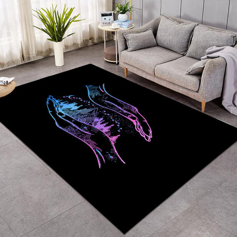 Image of Gradient Blue & Purple Night Forest in Hands SWDD3805 Rug