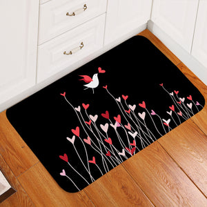 Heart Flower in Black SWDD3806 Door Mat