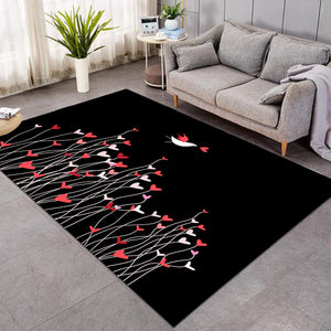 Heart Flower in Black SWDD3806 Rug