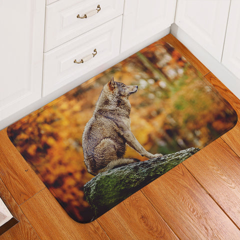 Image of Real Wolf in Forest SWDD3807 Door Mat