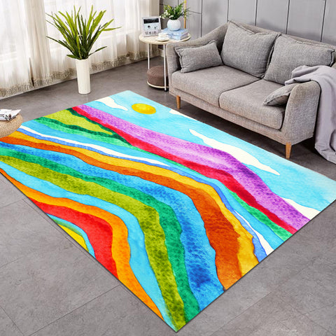 Image of RGB Colorful Waves on Mountain SWDD3808 Rug