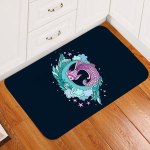 Purple Fish and Water Japanese Art SWDD3810 Door Mat