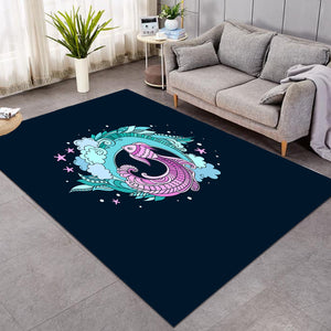 Purple Fish and Water Japanese Art  SWDD3810 Rug