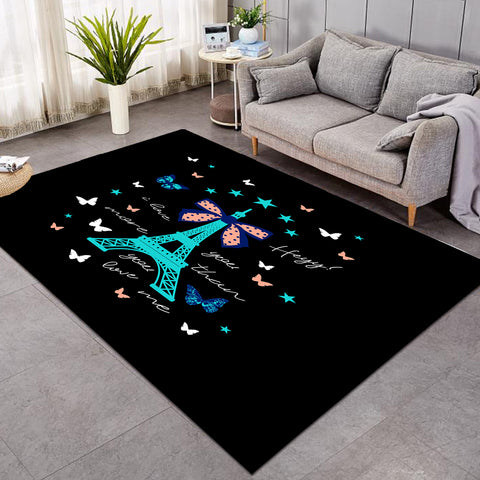 Image of I love You More - Cute Butterfly & Eiffel SWDD3824 Rug