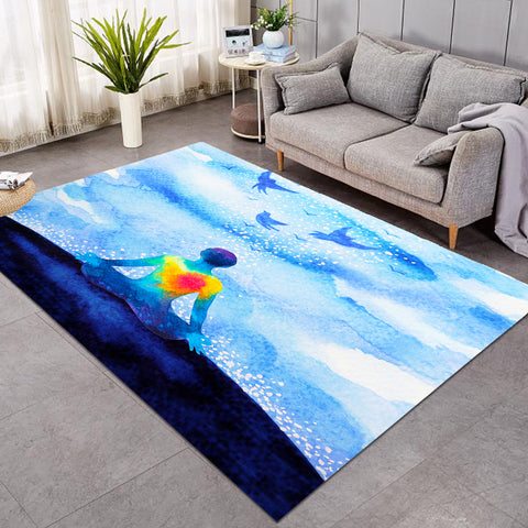 Image of Human Heat Yoga Blue Theme SWDD3874 Rug