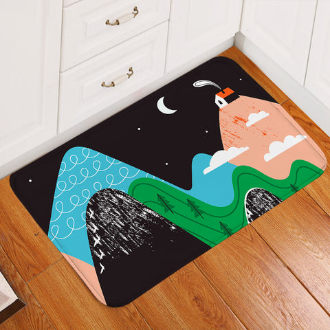 Image of Cute Landscape On Mountain Illustration SWDD3884 Door Mat