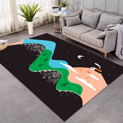 Image of Cute Landscape On Mountain Illustration SWDD3884 Rug