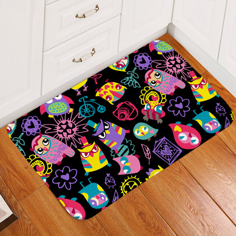 Image of Cute Colorful Owls Cartoon SWDD3920 Door Mat